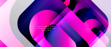 Çizgiler ve modern formlarla vektör geometrik arkaplan. Soyut yuvarlak şekiller, gölge ve ışık efektleri ile akışkan eğimli