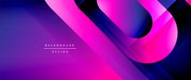 Çizgiler ve modern formlarla vektör geometrik arkaplan. Soyut yuvarlak şekiller, gölge ve ışık efektleri ile akışkan eğimli