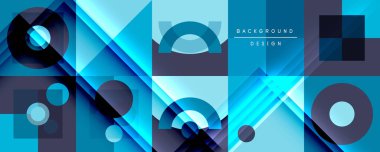 Neo memphis geometrik deseni daireler, kareler ve çizgilerle. Kapaklar, afişler, el ilanları ve posterler ve diğer şablonlar için pop sanatları soyut arka plan