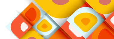 Soyut yuvarlak şekiller ve gölge efektleri tekrarlanan vektör modern geometrik arkaplan kümesi