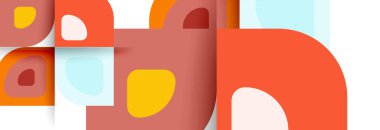 Soyut yuvarlak şekiller ve gölge efektleri tekrarlanan vektör modern geometrik arkaplan kümesi