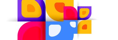 Soyut yuvarlak şekiller ve gölge efektleri tekrarlanan vektör modern geometrik arkaplan kümesi