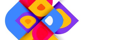 Soyut yuvarlak şekiller ve gölge efektleri tekrarlanan vektör modern geometrik arkaplan kümesi