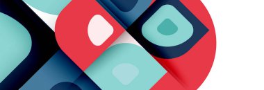 Soyut yuvarlak şekiller ve gölge efektleri tekrarlanan vektör modern geometrik arkaplan kümesi