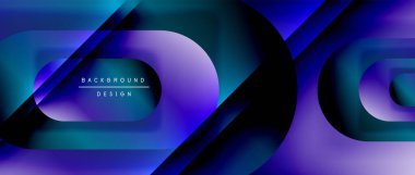 Çizgiler ve modern formlarla vektör geometrik arkaplan. Soyut yuvarlak şekiller, gölge ve ışık efektleri ile akışkan eğimli