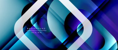 Çizgiler ve modern formlarla vektör geometrik arkaplan. Soyut yuvarlak şekiller, gölge ve ışık efektleri ile akışkan eğimli