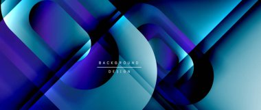 Çizgiler ve modern formlarla vektör geometrik arkaplan. Soyut yuvarlak şekiller, gölge ve ışık efektleri ile akışkan eğimli