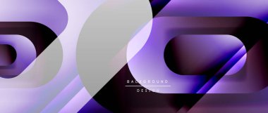 Çizgiler ve modern formlarla vektör geometrik arkaplan. Soyut yuvarlak şekiller, gölge ve ışık efektleri ile akışkan eğimli