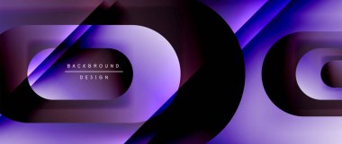 Çizgiler ve modern formlarla vektör geometrik arkaplan. Soyut yuvarlak şekiller, gölge ve ışık efektleri ile akışkan eğimli