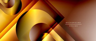 Çizgiler ve modern formlarla vektör geometrik arkaplan. Soyut yuvarlak şekiller, gölge ve ışık efektleri ile akışkan eğimli