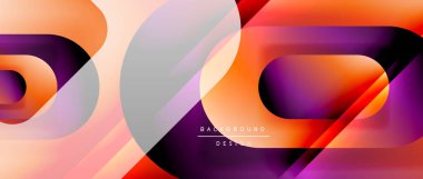 Çizgiler ve modern formlarla vektör geometrik arkaplan. Soyut yuvarlak şekiller, gölge ve ışık efektleri ile akışkan eğimli