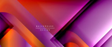 Çizgiler ve modern formlarla vektör geometrik arkaplan. Soyut yuvarlak şekiller, gölge ve ışık efektleri ile akışkan eğimli