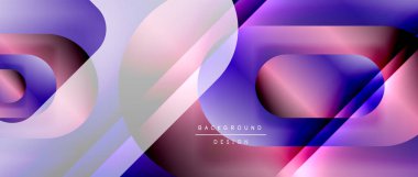 Çizgiler ve modern formlarla vektör geometrik arkaplan. Soyut yuvarlak şekiller, gölge ve ışık efektleri ile akışkan eğimli