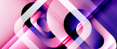 Çizgiler ve modern formlarla vektör geometrik arkaplan. Soyut yuvarlak şekiller, gölge ve ışık efektleri ile akışkan eğimli