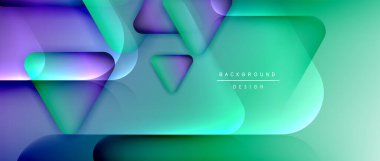 Üçgen geometrik soyut arkaplanı şekillendirir. Üç boyutlu gölge efektleri ve sıvı eğimleri. Metin mesajınız için modern üstüste bindirme formları duvar kağıdı