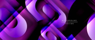 Çizgiler ve modern formlarla vektör geometrik arkaplan. Soyut yuvarlak şekiller, gölge ve ışık efektleri ile akışkan eğimli