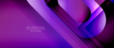 Çizgiler ve modern formlarla vektör geometrik arkaplan. Soyut yuvarlak şekiller, gölge ve ışık efektleri ile akışkan eğimli