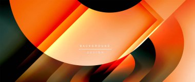 Çizgiler ve modern formlarla vektör geometrik arkaplan. Soyut yuvarlak şekiller, gölge ve ışık efektleri ile akışkan eğimli