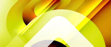 Çizgiler ve modern formlarla vektör geometrik arkaplan. Soyut yuvarlak şekiller, gölge ve ışık efektleri ile akışkan eğimli