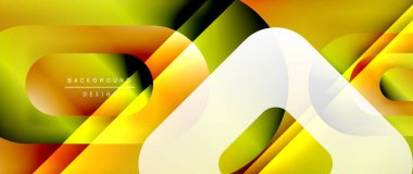 Çizgiler ve modern formlarla vektör geometrik arkaplan. Soyut yuvarlak şekiller, gölge ve ışık efektleri ile akışkan eğimli