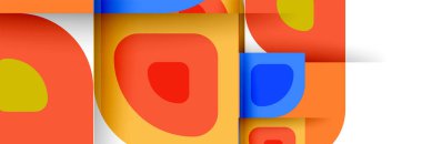 Soyut yuvarlak şekiller ve gölge efektleri tekrarlanan vektör modern geometrik arkaplan kümesi