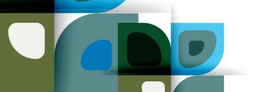 Soyut yuvarlak şekiller ve gölge efektleri tekrarlanan vektör modern geometrik arkaplan kümesi