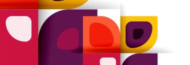 Soyut yuvarlak şekiller ve gölge efektleri tekrarlanan vektör modern geometrik arkaplan kümesi