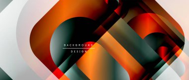 Çizgiler ve modern formlarla vektör geometrik arkaplan. Soyut yuvarlak şekiller, gölge ve ışık efektleri ile akışkan eğimli