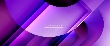 Çizgiler ve modern formlarla vektör geometrik arkaplan. Soyut yuvarlak şekiller, gölge ve ışık efektleri ile akışkan eğimli