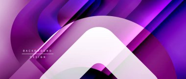 Çizgiler ve modern formlarla vektör geometrik arkaplan. Soyut yuvarlak şekiller, gölge ve ışık efektleri ile akışkan eğimli