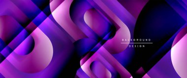 Çizgiler ve modern formlarla vektör geometrik arkaplan. Soyut yuvarlak şekiller, gölge ve ışık efektleri ile akışkan eğimli