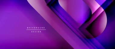 Çizgiler ve modern formlarla vektör geometrik arkaplan. Soyut yuvarlak şekiller, gölge ve ışık efektleri ile akışkan eğimli