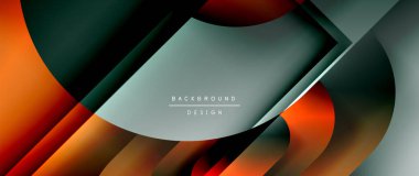 Çizgiler ve modern formlarla vektör geometrik arkaplan. Soyut yuvarlak şekiller, gölge ve ışık efektleri ile akışkan eğimli