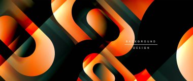 Çizgiler ve modern formlarla vektör geometrik arkaplan. Soyut yuvarlak şekiller, gölge ve ışık efektleri ile akışkan eğimli