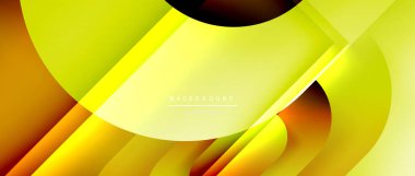 Çizgiler ve modern formlarla vektör geometrik arkaplan. Soyut yuvarlak şekiller, gölge ve ışık efektleri ile akışkan eğimli