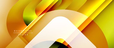 Çizgiler ve modern formlarla vektör geometrik arkaplan. Soyut yuvarlak şekiller, gölge ve ışık efektleri ile akışkan eğimli