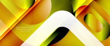 Çizgiler ve modern formlarla vektör geometrik arkaplan. Soyut yuvarlak şekiller, gölge ve ışık efektleri ile akışkan eğimli