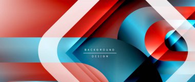 Çizgiler ve modern formlarla vektör geometrik arkaplan. Soyut yuvarlak şekiller, gölge ve ışık efektleri ile akışkan eğimli