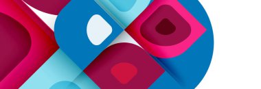 Soyut yuvarlak şekiller ve gölge efektleri tekrarlanan vektör modern geometrik arkaplan kümesi