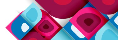 Soyut yuvarlak şekiller ve gölge efektleri tekrarlanan vektör modern geometrik arkaplan kümesi