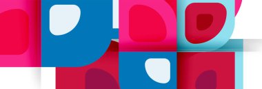 Soyut yuvarlak şekiller ve gölge efektleri tekrarlanan vektör modern geometrik arkaplan kümesi