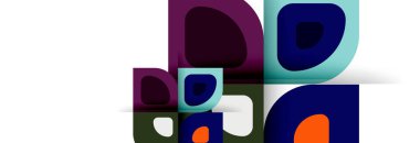 Soyut yuvarlak şekiller ve gölge efektleri tekrarlanan vektör modern geometrik arkaplan kümesi