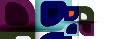 Soyut yuvarlak şekiller ve gölge efektleri tekrarlanan vektör modern geometrik arkaplan kümesi