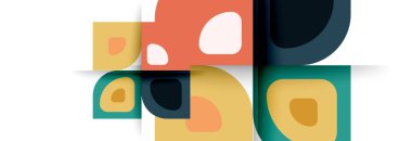 Soyut yuvarlak şekiller ve gölge efektleri tekrarlanan vektör modern geometrik arkaplan kümesi