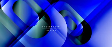 Çizgiler ve modern formlarla vektör geometrik arkaplan. Soyut yuvarlak şekiller, gölge ve ışık efektleri ile akışkan eğimli