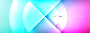 Vektör soyut arkaplan - gölgeler ve ışık efektleri ile sıvı gradyanı üzerinde daire ve çapraz çapraz. Metin için tekno ya da ticari parlak tasarım şablonları