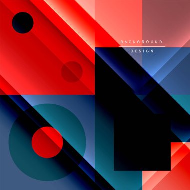 Neo memphis geometrik deseni daireler, kareler ve çizgilerle. Kapaklar, afişler, el ilanları ve posterler ve diğer şablonlar için pop sanatları soyut arka plan