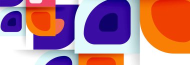 Soyut yuvarlak şekiller ve gölge efektleri tekrarlanan vektör modern geometrik arkaplan kümesi