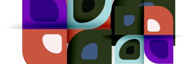 Soyut yuvarlak şekiller ve gölge efektleri tekrarlanan vektör modern geometrik arkaplan kümesi