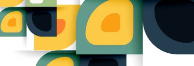 Soyut yuvarlak şekiller ve gölge efektleri tekrarlanan vektör modern geometrik arkaplan kümesi